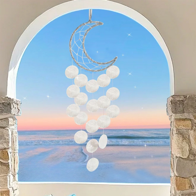 보리보뜰 DIY 깃털 드림캐쳐 자개 초승달, 그레이