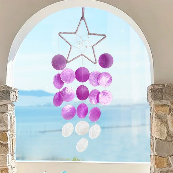보리보뜰 DIY 깃털 드림캐쳐 자개 별, 퍼플