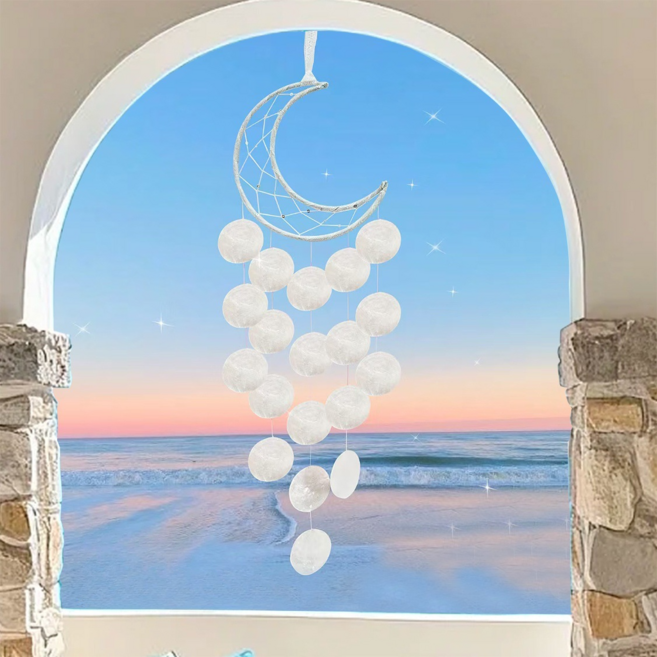 보리보뜰 DIY 깃털 드림캐쳐 자개 초승달, 화이트