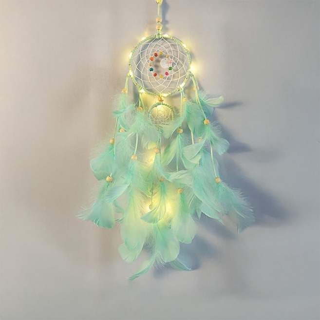 보리보뜰 DIY 깃털 드림캐쳐 보름달, 민트