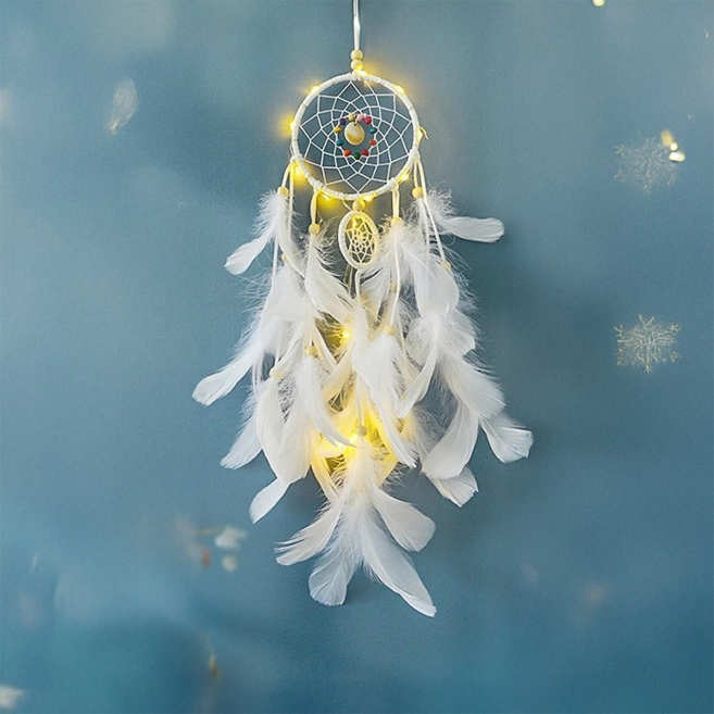 보리보뜰 DIY 깃털 드림캐쳐 보름달, 화이트