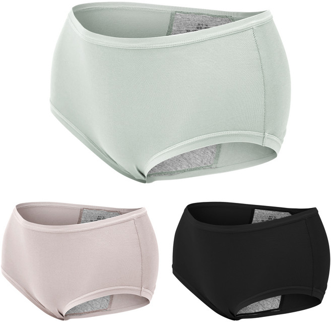 GIAT 吉亞特 石墨烯柔感防漏生理褲3件組 530863 素面款, 晶石黑 + 淡灰綠 + 拿鐵膚