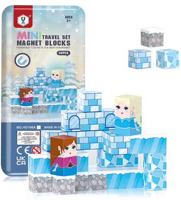 조이키즈 자석 큐브블럭 휴대용 틴케이스 세트 38p, 1세트, 얼음궁전