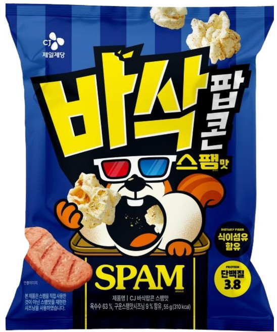 바삭칩 바삭팝콘 스팸맛, 1개, 55g