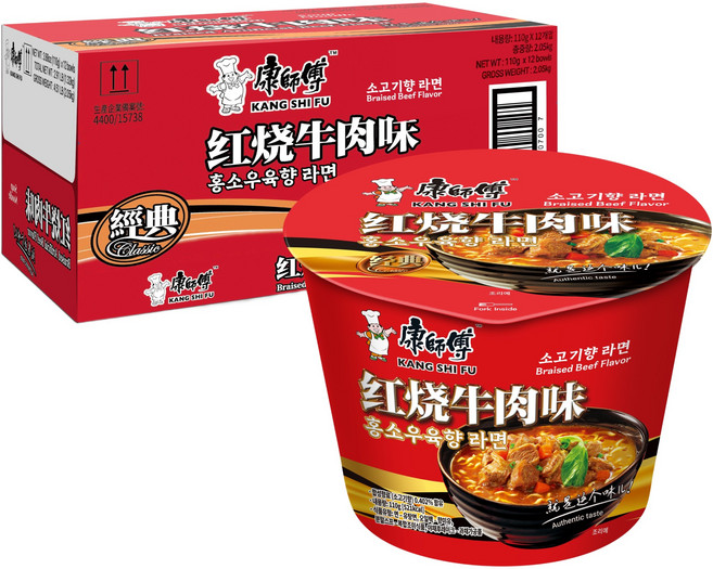 캉스푸 홍소우육향 컵라면 110g, 12개