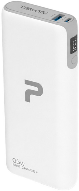 POLYWELL 寶利威爾 65W大功率行動電源 USB + Type-C, 白色, PW15-T16-A023