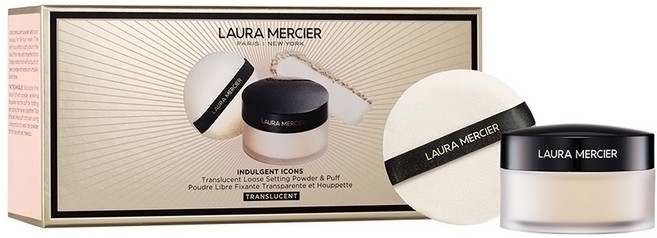 LAURA MERCIER 蘿拉蜜思 煥顏透明蜜粉組, 煥顏透明柔霧蜜粉 29g + 天鵝絨粉撲, 1組