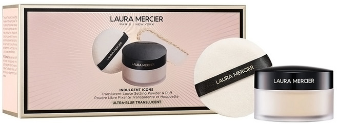 LAURA MERCIER 蘿拉蜜思 煥顏透明柔霧蜜粉組, 煥顏柔霧透明蜜粉 20g + 天鵝絨粉撲, 1組