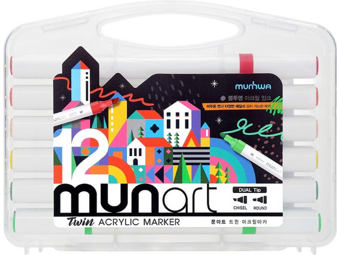 문화연필 문아트 트윈 아크릴마카, 1개, 12색