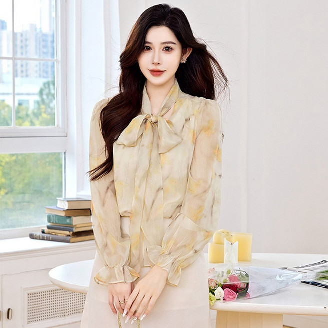 루나걸 여성용 요크셔디 프린트 블라우스 L26SPBL011201