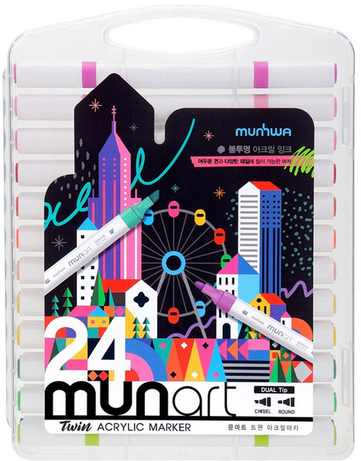 문화연필 문아트 트윈 아크릴마카, 1개, 24색