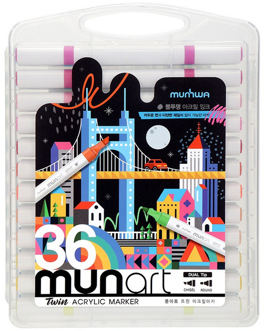 문화연필 문아트 트윈 아크릴마카, 1개, 36색