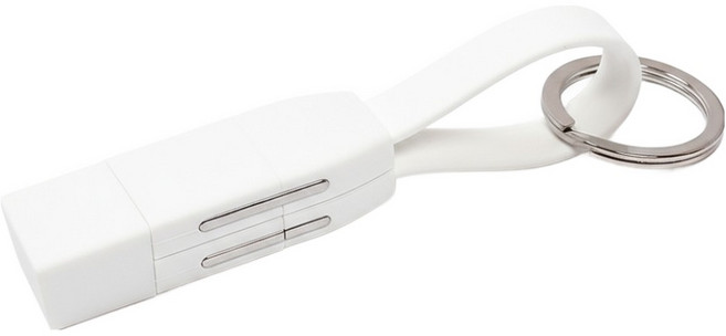 뉴클 올인원 60W 멀티젠더 4WAY 고속충전 케이블 키링, 화이트, 1개, 8.5cm