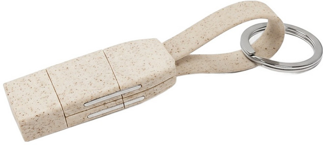 뉴클 올인원 60W 멀티젠더 4WAY 고속충전 케이블 키링, 오트밀, 1개, 8.5cm