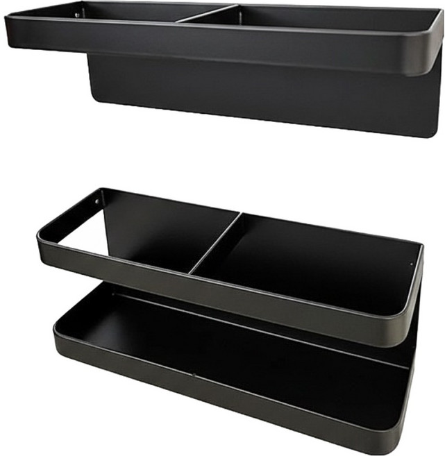 조인메이드 무타공 현관 수납장 정리 부착식 우산꽂이 세트 글루형, 블랙, 1세트