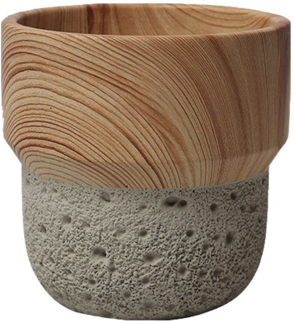Toppia 簡約水泥花草迷你室內花盆, 米色, 1個