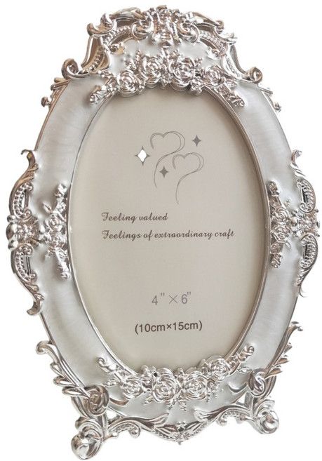 썬앤드림 유럽풍 타원형 레이스 액자, 1개, 실버