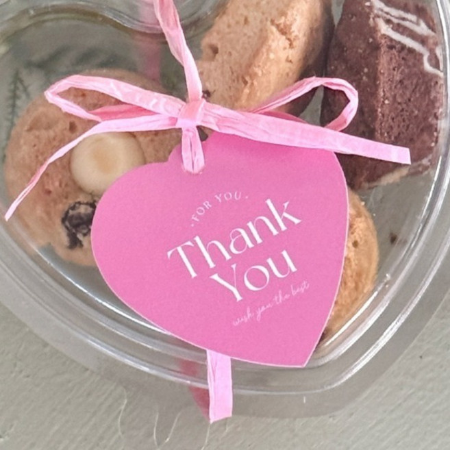 핸즈픽 심플 모던 땡큐 하트 택, 핑크, 30개