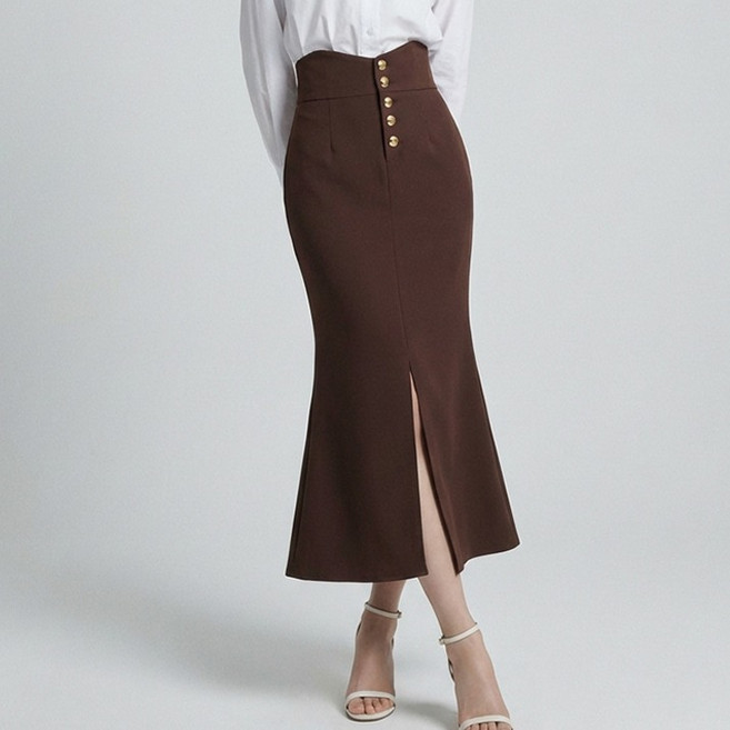 페이퍼먼츠 골디버튼 딥 머메이드 트임 롱 스커트 14070