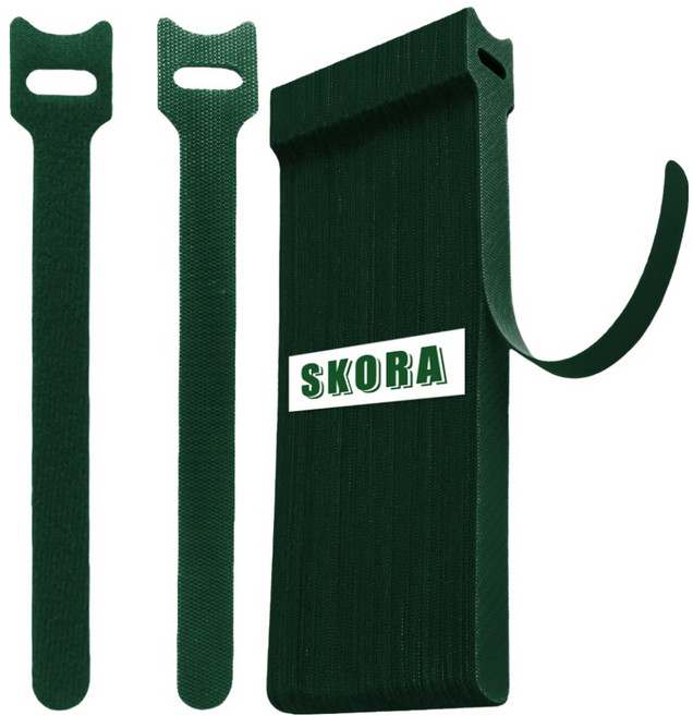 스코라 식물용 찍찍이 타이 스티커 다크 그린 15cm, 50개