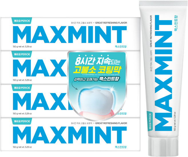 페리오 맥스민트향 치약, 150g, 4개