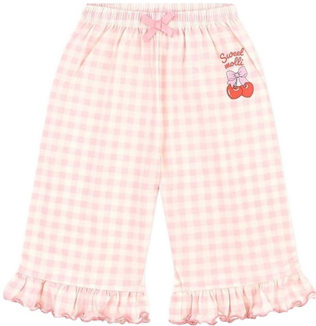 mollimelli friends 格紋櫻桃層次八分褲