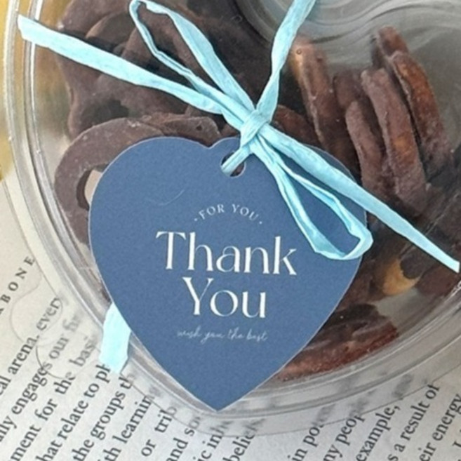 핸즈픽 심플 모던 땡큐 하트 택, 블루, 30개