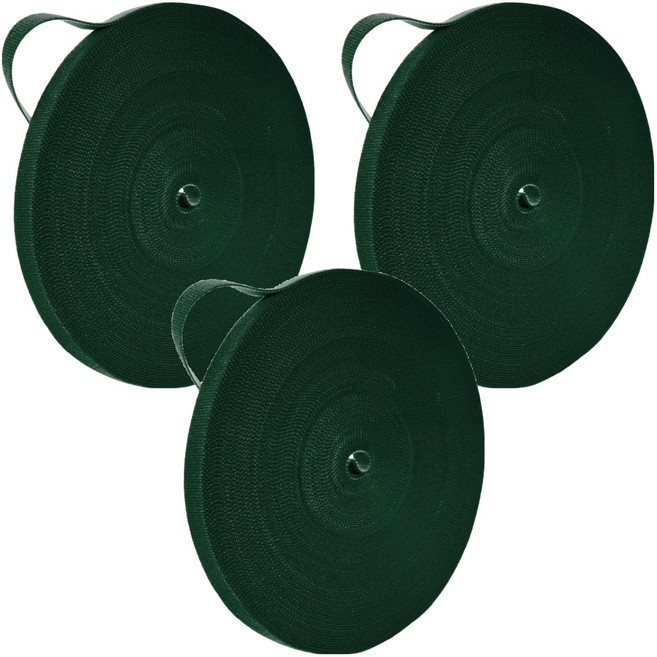 스코라 식물용 찍찍이 타이 테이프 다크 그린 12mm x 5m, 3개