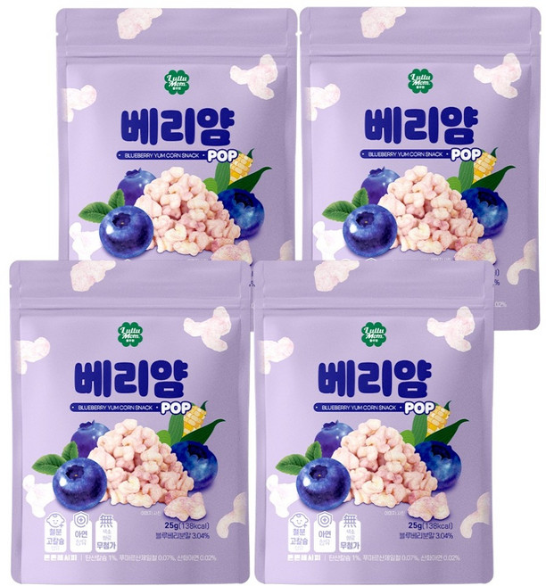 룰루맘 베리얌 과자, 25g, 4개, 혼합맛(블루베리/요거트)