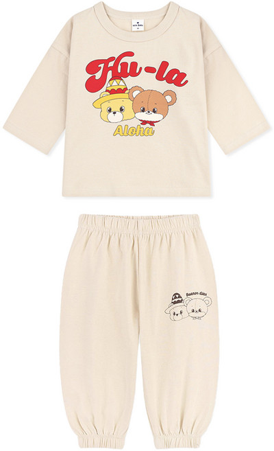 MilkBaby 알로하 곰돌이 친구들 상하의 세트