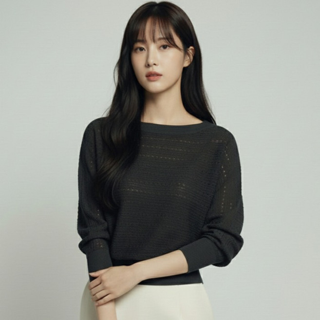 페이퍼먼츠 여성용 유즈 가로 짜임 보트넥 니트 14268