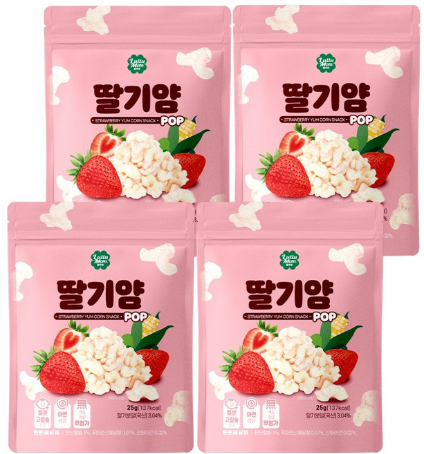 룰루맘 딸기얌 과자, 25g, 4개, 혼합맛(딸기/요거트)