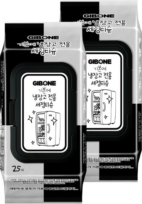기본에 냉장고 전용 세정티슈 캡형 25p, 2팩