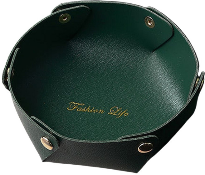 쏙쏙채움 가죽 트레이 소품 거실 키 보관함, 다크그린