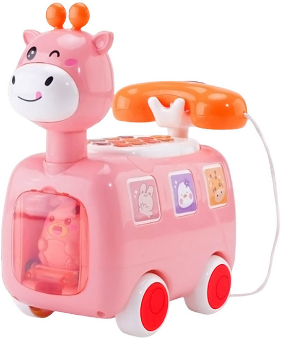 PLAYFUL TOYS 頑玩具 長頸鹿電話車, 粉色, 1套