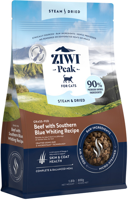 ZIWI Peak 滋益巔峰 微蒸乾式熟成貓咪鮮肉糧, 800g, 1個, 牛肉 + 鱈魚