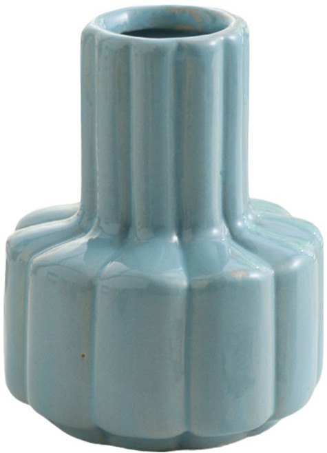 델리리움 미니 오브제 인테리어 크리미한 컬러 화병, 블루 꽃잎