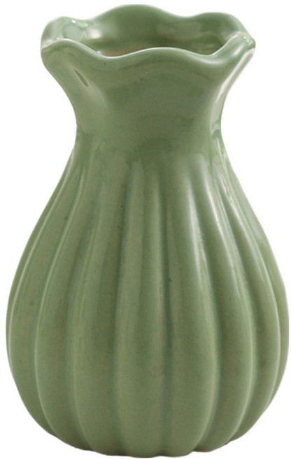 델리리움 미니 오브제 인테리어 크리미한 컬러 화병, 그린 꽃봉오리