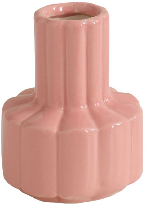 델리리움 미니 오브제 인테리어 크리미한 컬러 화병, 핑크 꽃잎