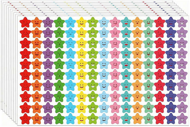 모던앳 컬러 이모티콘 별 스티커, 플레인, 10개