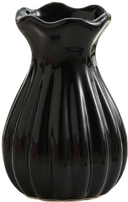 델리리움 미니 오브제 인테리어 크리미한 컬러 화병, 블랙 꽃봉오리