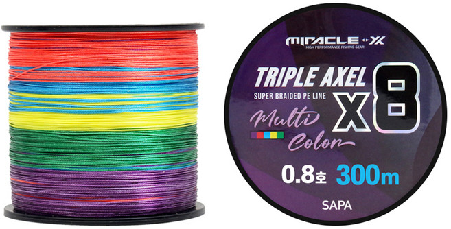 SAPA Miracle Triple Axel 8股編織 0.8號 五色多功能釣魚線 編織線, 2個, 混合色