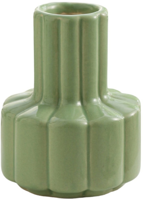 델리리움 미니 오브제 인테리어 크리미한 컬러 화병, 그린 꽃잎