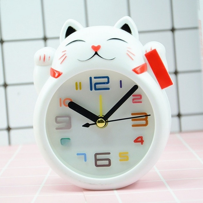 에이빈 복고양이 탁상시계, 화이트