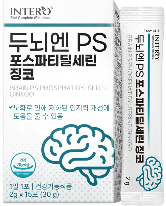 인테로 두뇌엔 PS 포스파티딜세린 징코 분말 스틱 15p, 30g, 1개