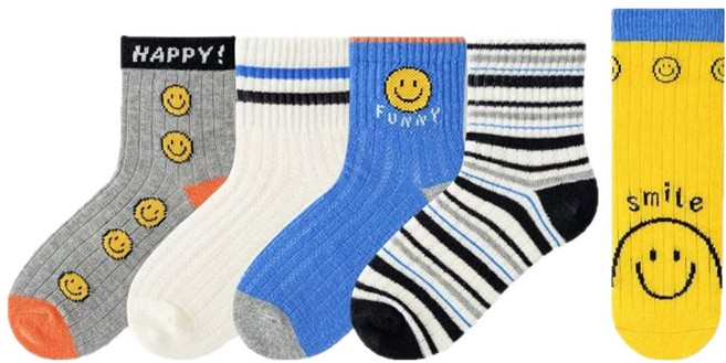 아이뿜 퍼니 스마일 메쉬 양말 5켤레 세트 J81