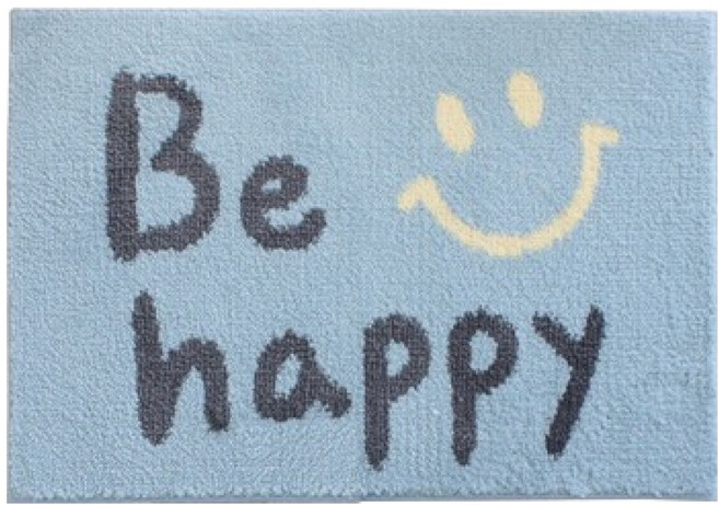 시나앤소모 스마일 레터링 극세사 매트, 블루