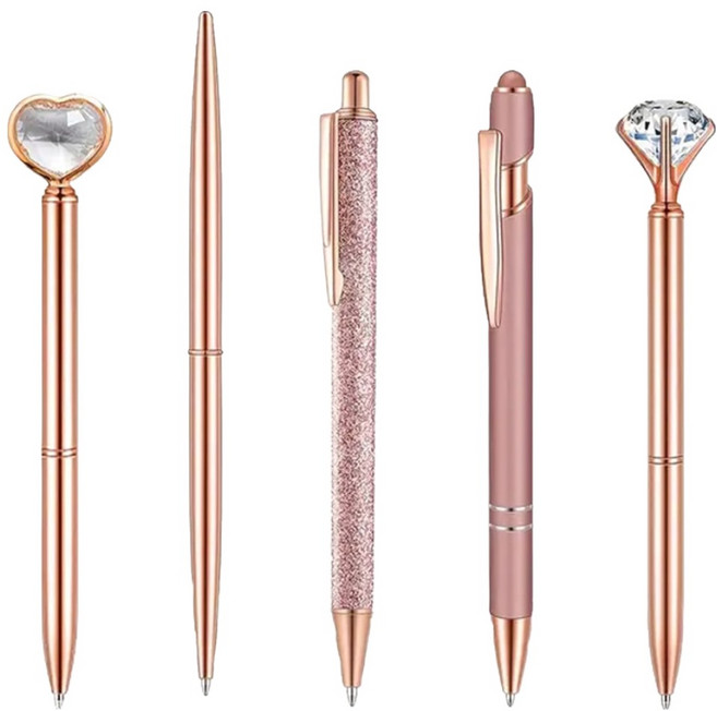 동아피엠에스 쥬얼리 큐빅 볼펜 5종 세트, 핑크, 1세트