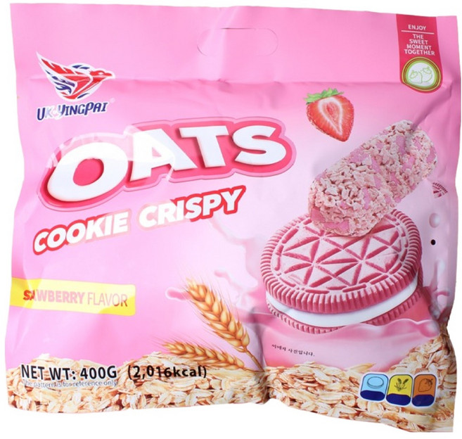 YINGPAI 오츠쿠키크리스피 딸기맛, 400g