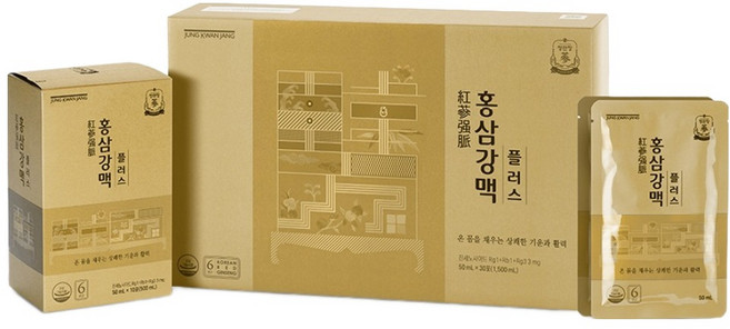 正官庄 紅參強脈Plus 30包 + 購物袋, 1個, 1.5L